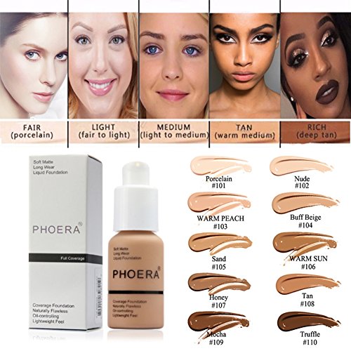 PHORA Base de maquillaje líquida natural sin defectos, cobertura completa sin defectos, nuevo corrector de aceite matificante 30 ml, 8 colores opcionales, excelente elección