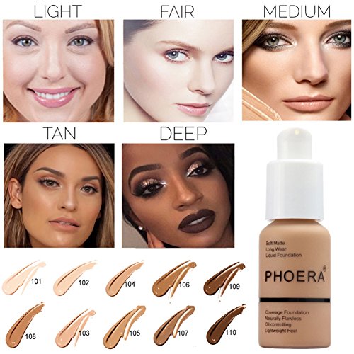 PHORA Base de maquillaje líquida natural sin defectos, cobertura completa sin defectos, nuevo corrector de aceite matificante 30 ml, 8 colores opcionales, excelente elección