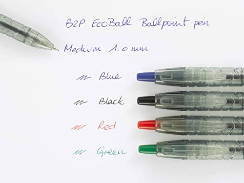 Pilot - Flowpack 4uds B2P ECOBALL 1mm - Bolígrafo Tinta base aceite - Medio - Negro, Azul, Rojo, Verde - Begreen -Fabricado a partir de plástico reciclado