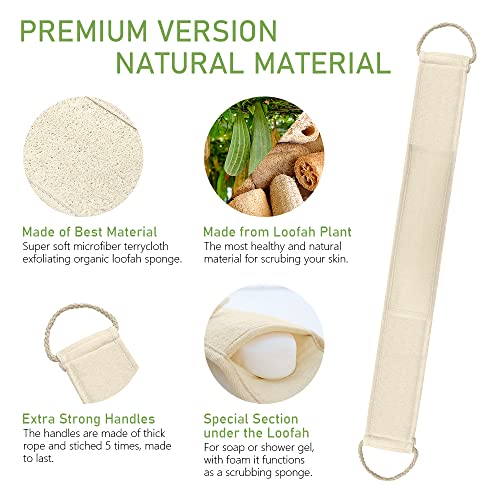 Pinkou Loofah Baño Correa Exfoliante Orgánica Masaje Back Scrubber Ducha Toalla para Hombres Mujer