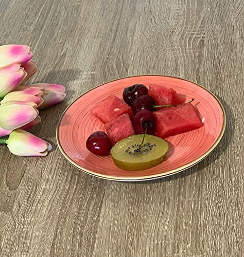 Platos de Postre Porcelana colores 4 Piezas estilo vintage pintados a mano (Rosa)
