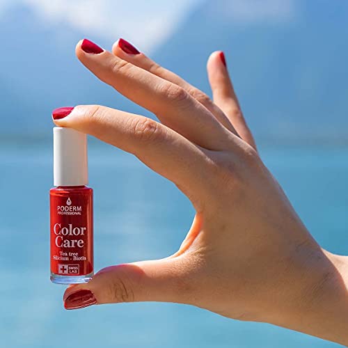 PODERM - ESMALTE DE UÑAS TEA TREE PARA HONGOS DE UÑAS - TRATAR LAS UÑAS AMARILLAS/DAÑADAS - Esmastas-cuidado - Previene y trata HONGOS - CUIDADO 2 IN 1 - FÓRMULA ÚNICA - Hecho en Suiza (Rouge Allure)