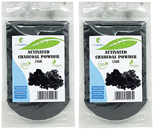 Polvo de carbón activado - 25/50 gr: uso en máscaras, envolturas corporales, exfoliantes, formulaciones exfoliantes, colorantes para jabones (50 Gr)