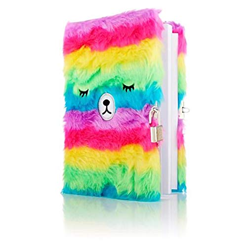 Premier Stationery - Cuaderno con diseño de oso mullido con cierre - One Love Rainbow Stationery.