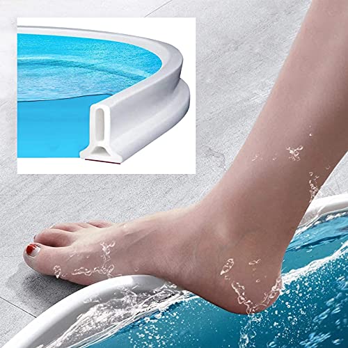Presa de agua de silicona flexible para ducha, sellado de piso de ducha, tira impermeable, barrera de ducha para separación húmeda y seca, mantiene el agua dentro del umbral de (200 cm)