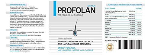 PROFOLAN Premium (3x) efectivamente detiene la pérdida de cabello, estimula el crecimiento, fortalece el color, previene el encanecimiento del cabello (180 Cápsulas)