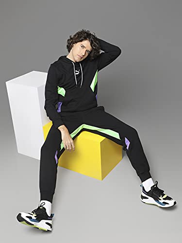 PUMA 59809251 Sudadera para Hombre, Black-Fluo-Green, M