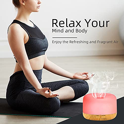 Punvot Humidificador Aceites Esenciales 450ml Humidificador Ultrasónico Humidificador Aromaterapia Silencioso con Luces LED de 7 Colores y Control Remoto Difusor de Aroma para Hogar Oficina SPA Bebé
