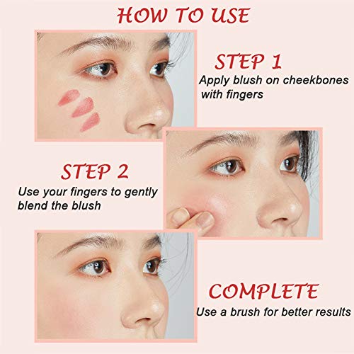 Qianren Face Cheek Blush Cream Naranja Rosa, Suave Natural y Ligero, Colorete Cremoso para Mejillas Maquillaje Elegante Colorete para Contornear