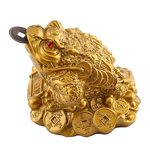 Rana del Dinero, Riqueza de la Suerte de la Rana del Feng Shui del Sapo Chino Rana del Dinero de la Rana Decoración de la Oficina en casa(6.5X6X5cm)