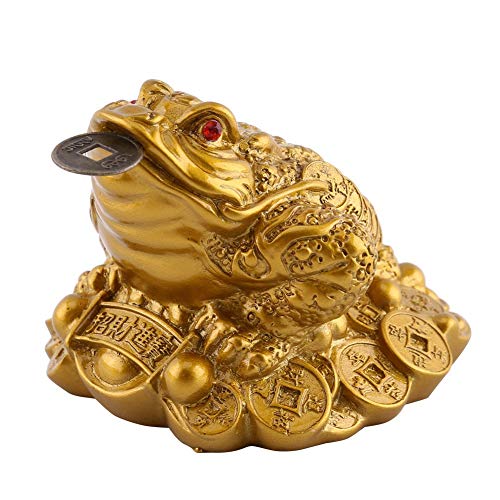 Rana del Dinero, Riqueza de la Suerte de la Rana del Feng Shui del Sapo Chino Rana del Dinero de la Rana Decoración de la Oficina en casa(6.5X6X5cm)