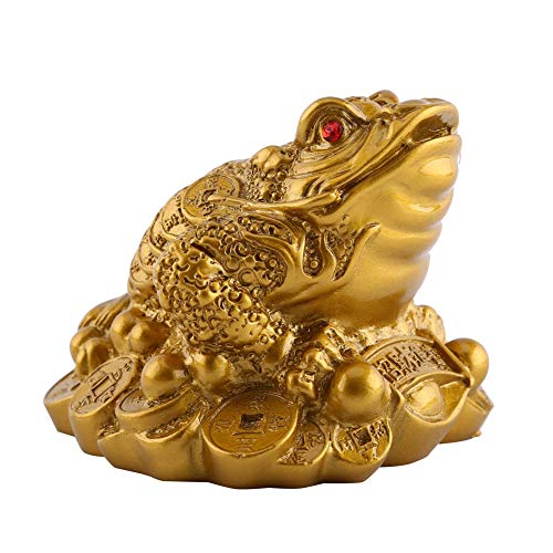 Rana del Dinero, Riqueza de la Suerte de la Rana del Feng Shui del Sapo Chino Rana del Dinero de la Rana Decoración de la Oficina en casa(6.5X6X5cm)