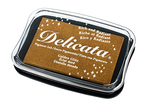 Rayher 29187616 Almohadilla para sellos Delicata tamaño L, dorado metalizado, Secado rápido