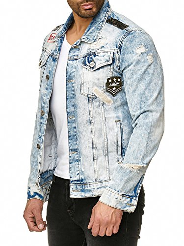 Redbridge Hombres Chaqueta de Jeans Moderno Parche Retro Diseñador Biker Jackets