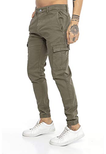 Redbridge Pantalón Chandal para Hombre Vaqueros Jeans Joggers Cargo Look Verde W34 L32