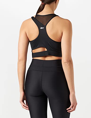 Reebok Aura-Camiseta Corta Recortada para Mujer, Color Negro, S