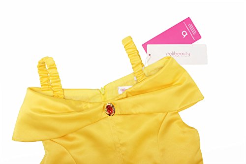 ReliBeauty Disfraz de Belle Princesa Vestido y Accesorios para Niñas