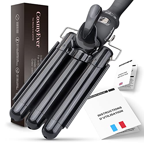 Rizador de pelo ondas grandes profesional Plancha para rizar 3 tubos para un efecto ondulado de moda ideal para cualquier ocasión | Dispositivo ondulador de pelo