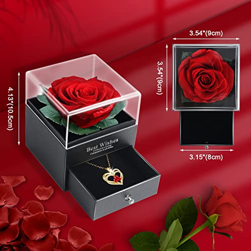 Rosa Eterna Regalos para Mujer, Regalo de Originales Cumpleaños Aniversario, Cajas Joyas con Collares Regalos para Mama Novia Pareja, San Valentín
