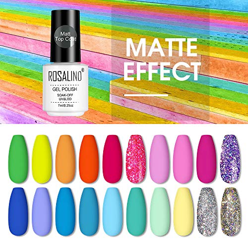 ROSALIND 20 Colores Esmalte Permanentes, Nude Negro Rojo Rosa Verde Violeta Gris Brillo Colore 7ml UV Pintauñas Permanente Para Uñas, Gel de Uñas Semipermanente Kit Manicura, Gel Nail Polish, 24PCS
