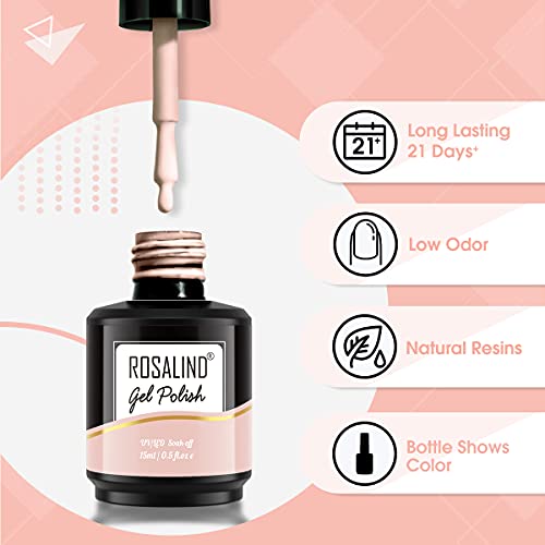 ROSALIND Desnuda Blanco Esmalte Permanentes Para Uñas, 2 Colores 15ml Kit Manicura Semipermanente, UV Pintauñas Permanente Gel de Uñas Semipermanente Nude White Gel Nail Polish 2PCS
