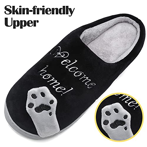SAGUARO Invierno Zapatillas con Cálido Forrado Mujer Antideslizante Planas Slippers Hombre Mulliditas Confortable Zapatilla Suave Ligero, Negro 41/42 EU=42/43 CN