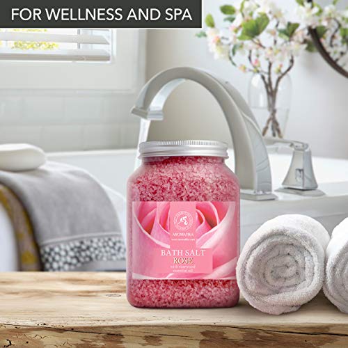 Sal de Baño de Rosas 1300g - Sal Marina con Aceite Esencial de Palisandro 100% Natural - Sal de Baño Natural Rosas para Dormir Bien - Alivio del Estrés - Belleza - Corporal - Relajación