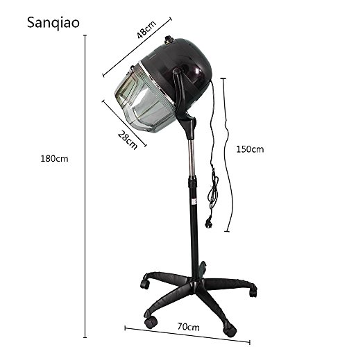 Sanqiao Profesional Campana Casco Secador de Pelo Secador de Peluqueria con Capucha y Tripode Negro 950W