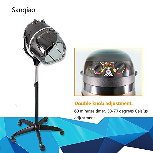 Sanqiao Profesional Campana Casco Secador de Pelo Secador de Peluqueria con Capucha y Tripode Negro 950W