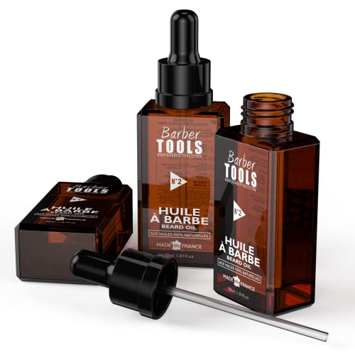 Set de 3 aceites para barba | N°1/2/3 | 3X30ml - Promueve el crecimiento de la barba - Con aceite de RICIN, 7 aceites vegetales y 3 aceites esenciales y vitamina E - BARBER TOOLS -