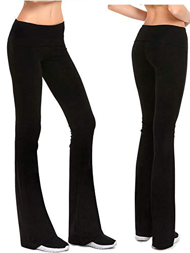 Sexy Dance Bootcut - Pantalones de yoga para mujer, pantalones de entrenamiento para mujer, pantalones de pierna ancha para deporte, gimnasio, trotar, correr, Mujer Niñas, negro, XL