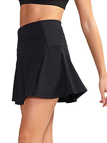 Sexy Dance Falda de tenis y golf para mujer, pantalones cortos plisados, para mujer, atlética, gimnasio, yoga, entrenamiento, minifalda, vestido negro S