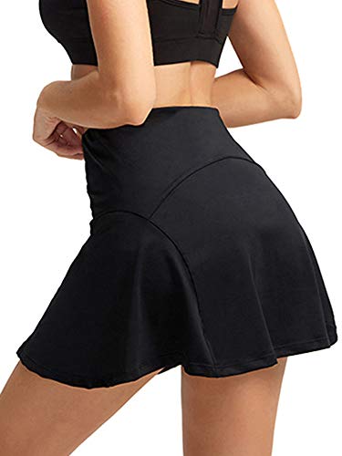 Sexy Dance Falda de tenis y golf para mujer, pantalones cortos plisados, para mujer, atlética, gimnasio, yoga, entrenamiento, minifalda, vestido negro S