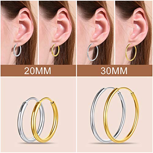 Silvora Pendientes Aros Chico 20mm Plata Pendientes Mujer Aros Pequeños Hombre
