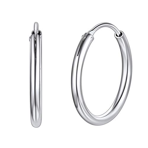 Silvora Pendientes Aros Chico 20mm Plata Pendientes Mujer Aros Pequeños Hombre