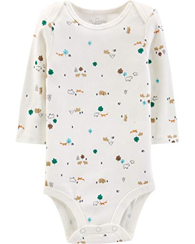 Simple Joys by Carter's - Body de manga larga para bebé, 5 unidades ,Bears/Animals Green/Stripes ,18 Meses