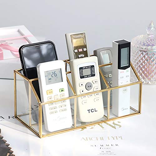 SLHEQING Organizador de maquillaje dorado organizador cosmético, organizador de escritorio, organizador de vidrio perfume joyería organizador (oro A06)
