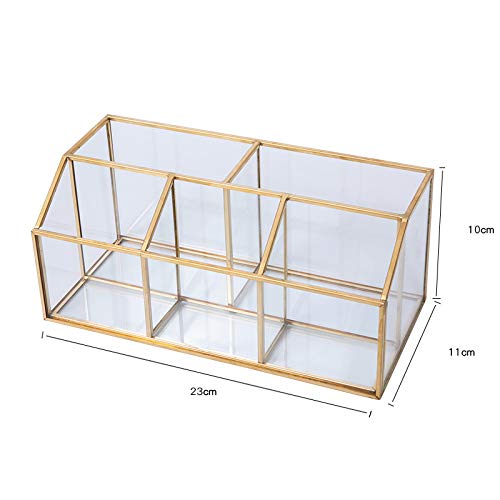 SLHEQING Organizador de maquillaje dorado organizador cosmético, organizador de escritorio, organizador de vidrio perfume joyería organizador (oro A06)