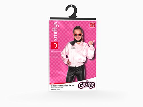 Smiffys-27490S Cantante Licenciado Oficialmente Cazadora de Las Pink Ladies de Grease, Rosa, con Logotipo, Color Rosado, S-Edad 4-6 años (Smiffy'S 27490S)