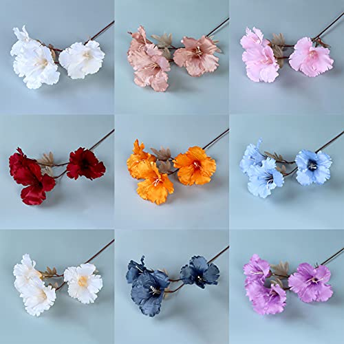 SOQNVLN 1 Ramo De Flores De Hibisco Falsas Artificiales, Flores De Hibisco De Seda Florecientes Realistas, Ramos De Flores Falsas Vintage para Decoración De Bodas En El Hogar. Púrpura