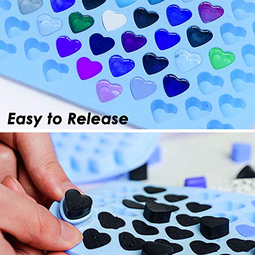 SourceTon - Juego de 3 moldes de silicona con forma de corazón con cuentagotas, moldes de silicona para hornear chocolate, color rojo, azul y verde