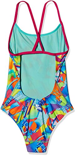 Speedo Spectrum Single Crossback Bañador, Niñas, Rosa (Eléctrico/Hierbabuena) / Naranja (Fluorescente), 30