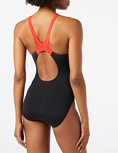 Speedo Women Boom Splice Muscleback Swimsuit - Black/Lava Red, 30