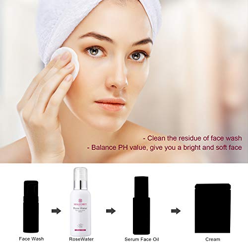 Spray de agua de Rosas MagiForet, Tónico en Espray 120 ml,Hidrosol de Rosas Destilado 100% Ecológico de Calidad Terapéutica para Rostro Cabello Acné, en Pulverizador Facial sin Alcohol con Mascarilla