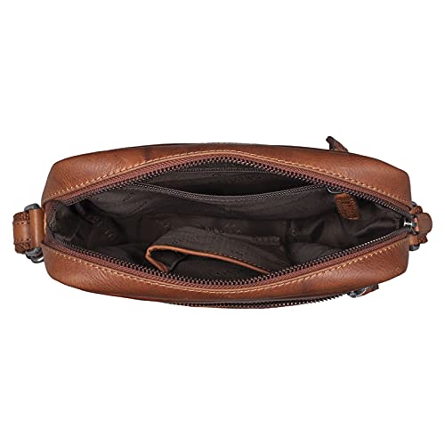 STILORD 'Fox' Bolso Mensajero Hombre Pequeño Cuero para de Vintage Cruzado Bolsa Bandolera para 10,1 a 10,5 Pulgadas Tablet-PC Piel Auténtica, Color:Porto - marrón