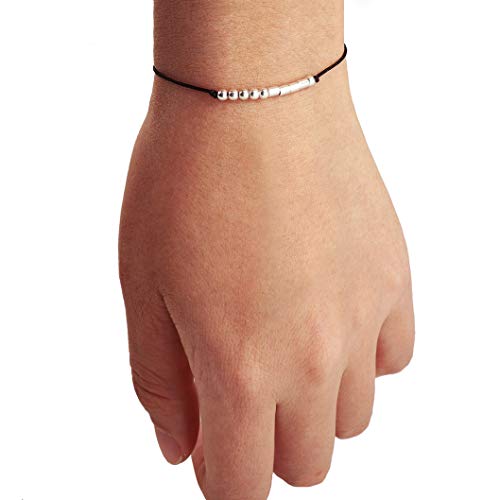 Suyi 80.o Regalos De Cumpleaños para La Abuela Pulsera Código Morse Pulsera De Plata Esterlina Joyas De Cumpleaños 80 Regalos para Mujeres 80