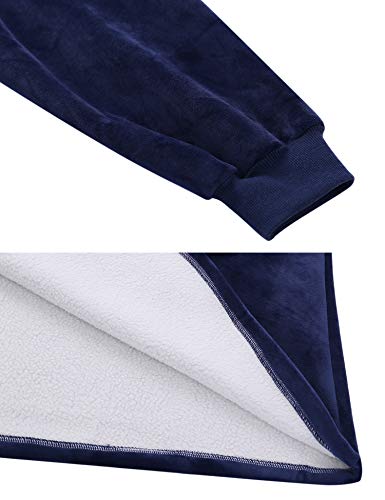 Sykooria Manta con Capucha Sudadera Calentita Grande Pullover Mullido de Doble Capa Manta Súper Suave y Cálida para Mujeres Hombres Adolescentes - Azul L