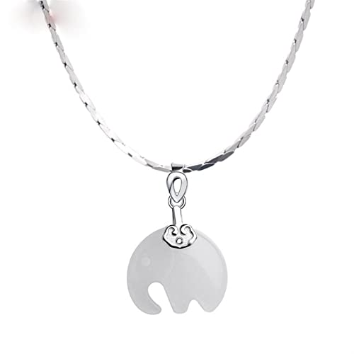 TANYTAO-SHOP Collares Dama Temperamento Elegante Collar Jade Elefante Forma Piedras Preciosas Colgante Elegante Collar de Lujo joyería Regalos cumpleaños para Esposa, Madre (Chain Length : 45cm)