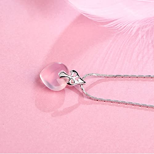 TANYTAO-SHOP Collares Damas Temperamento Elegante Collar Rosa Cristal Piedras Preciosas Amor corazón Colgante Elegante Lujo joyería Collar Regalos cumpleaños para Esposa, Madre (Chain Length : 40cm)