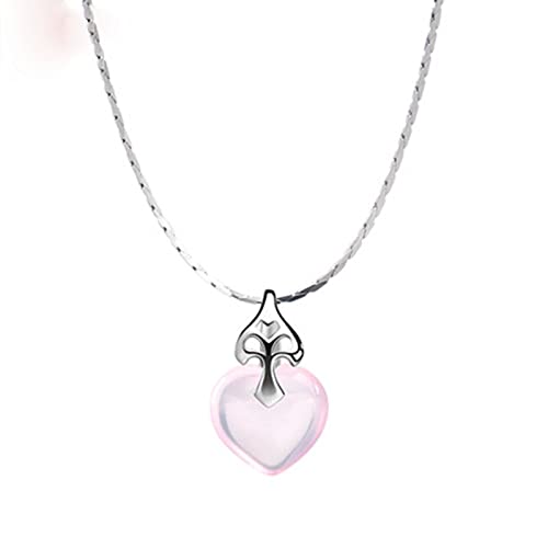 TANYTAO-SHOP Collares Damas Temperamento Elegante Collar Rosa Cristal Piedras Preciosas Amor corazón Colgante Elegante Lujo joyería Collar Regalos cumpleaños para Esposa, Madre (Chain Length : 40cm)